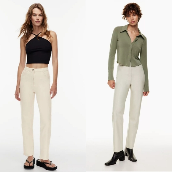 Aritzia Wilfred The Melina Super High-Rise Vegan Leather Pant White Cream 8 - Picture 2 of 16
